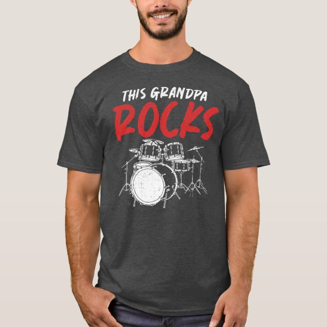 Mens Drum Set Diese Opa Rocks müde Drummer T-Shirt (Vorderseite)