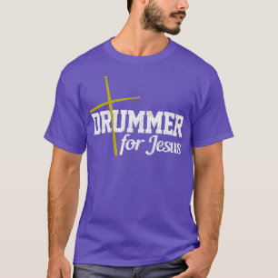 Mens Drummer For Jesus Christian Drums Cross Gif T-Shirt
