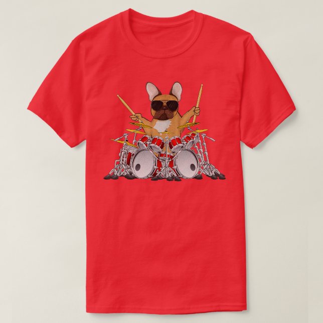 Mens Drummer Französisch Bulldog Schlagzeug tromme T-Shirt (Design vorne)