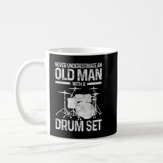 Mens Drummer Geschenk nie unterschätzen einen alte Kaffeetasse (Links)