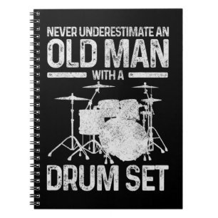 Mens Drummer Geschenk nie unterschätzen einen alte Notizblock