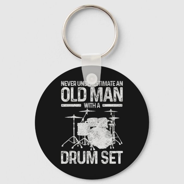 Mens Drummer Geschenk nie unterschätzen einen alte Schlüsselanhänger (Vorderseite)