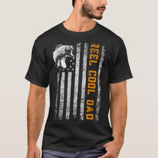 Mens Echt Cooler Vater Amerikanische Flagge Angeln T-Shirt