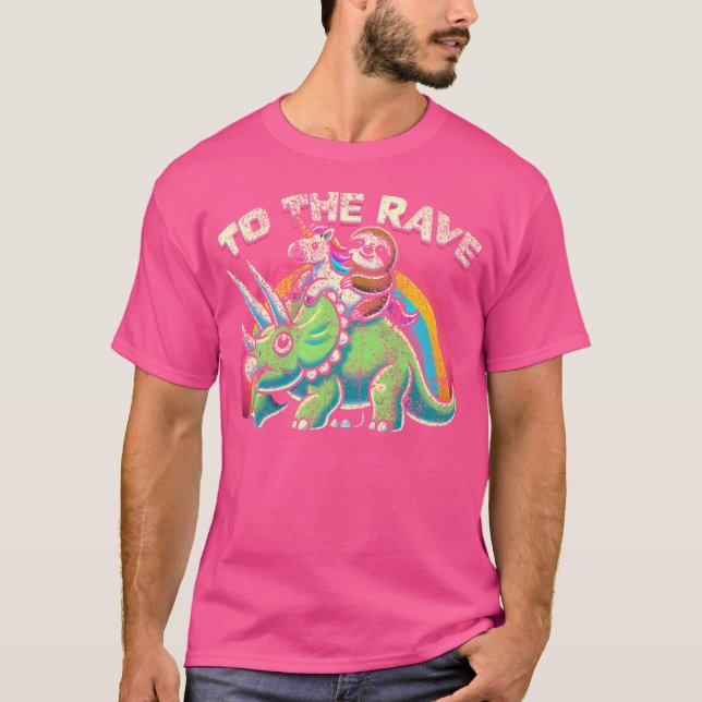 Men's Edm Rave Dinosaur Cartoon Black Small T-Shirt (Vorderseite)