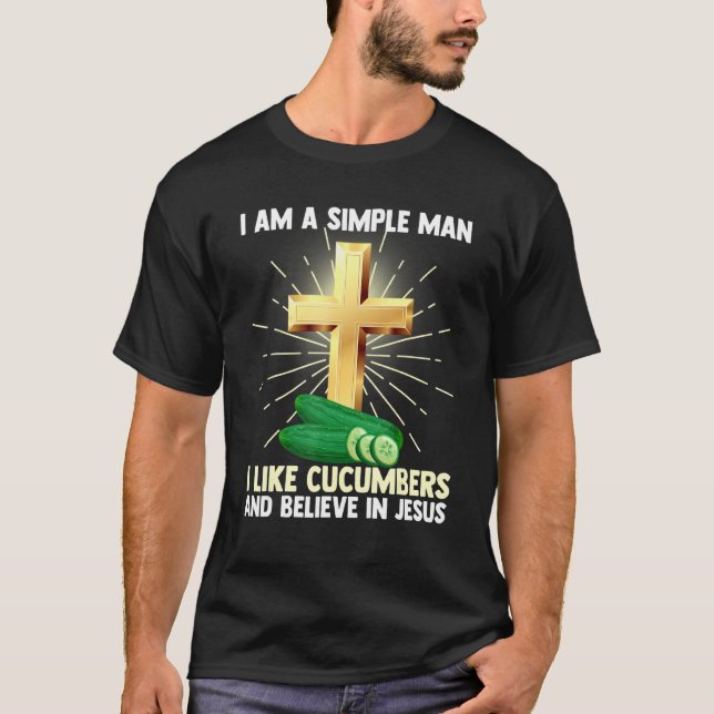 Mens einfache Menschen wie Gurken glauben an Jesus T-Shirt (Vorderseite)