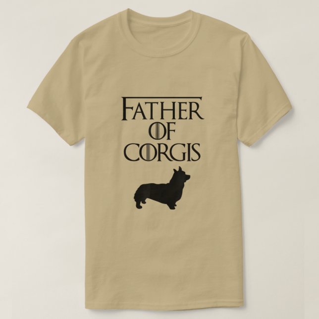 Mens Einzigartiger schwarzer Vater von Corgis Hund T-Shirt (Design vorne)