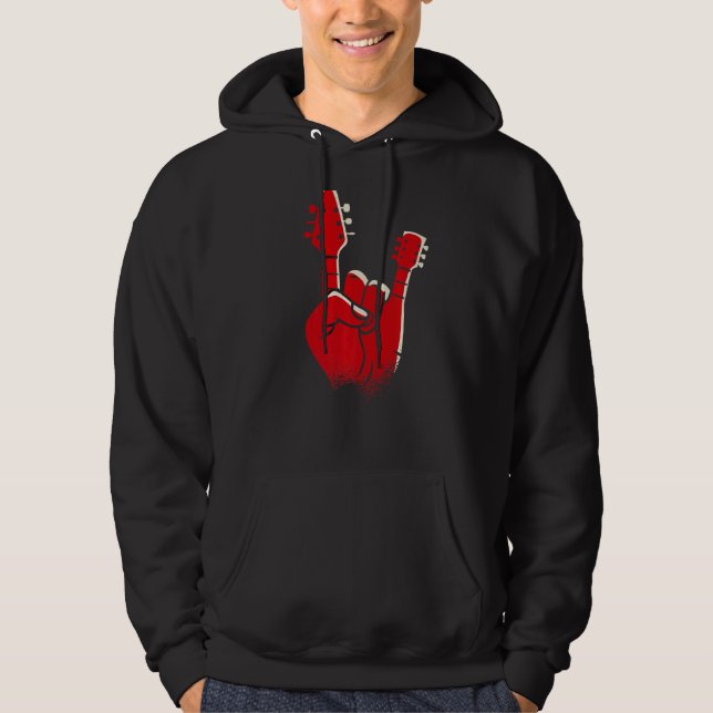 Mens Electric Guitar Devil Horns Devil Hand Heav Hoodie (Vorderseite)
