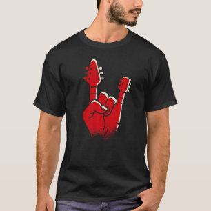 Mens Electric Guitar Devil Horns Devil Hand Heav T-Shirt