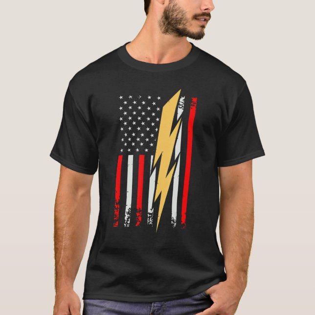 Mens Electrician Patriotic US Tee electricians Wir (Vorderseite)