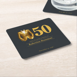 Men's Elegant Tuxedo Gold Black 50th Birthday Rechteckiger Pappuntersetzer