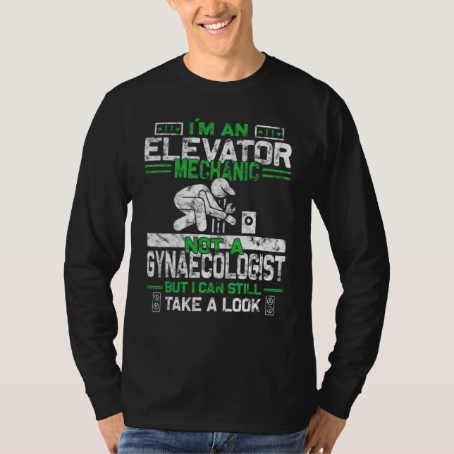 Mens Elevator Mechanic Installer Maintenance Techn T-Shirt (Vorderseite)