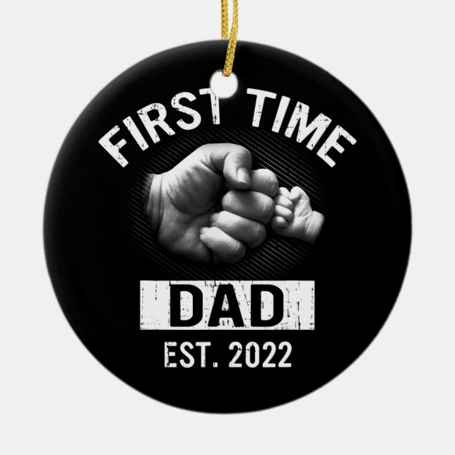 Mens Erstmals Daddy New Dad Est 2022 Väter Keramik Ornament (Vorne)