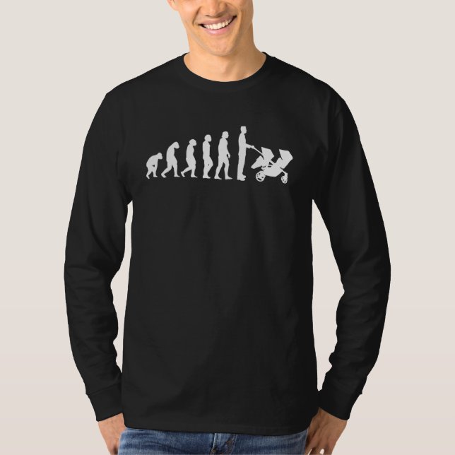 Mens Evolution Vater mit Twins Stroller Daddy T-Shirt (Vorderseite)