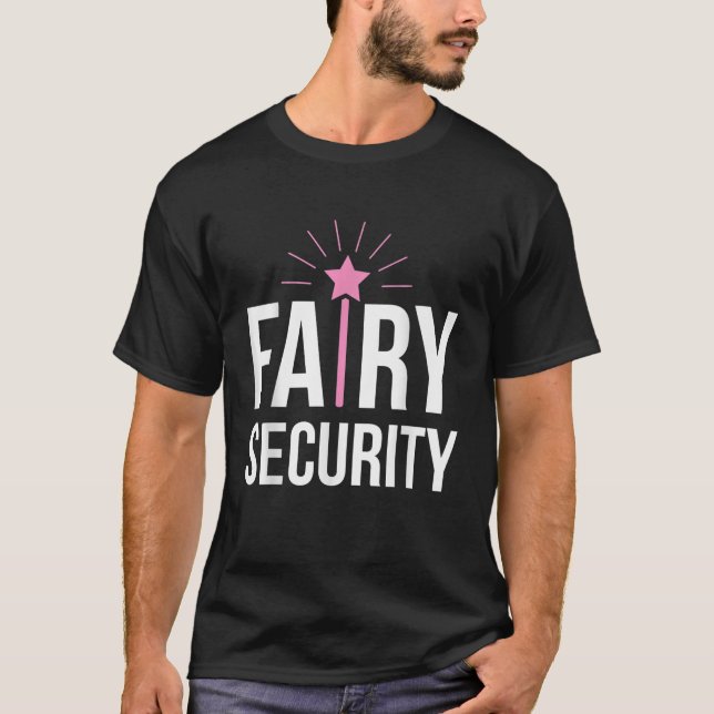 Mens Fairy Security Funny Security Creepy Beängsti T-Shirt (Vorderseite)