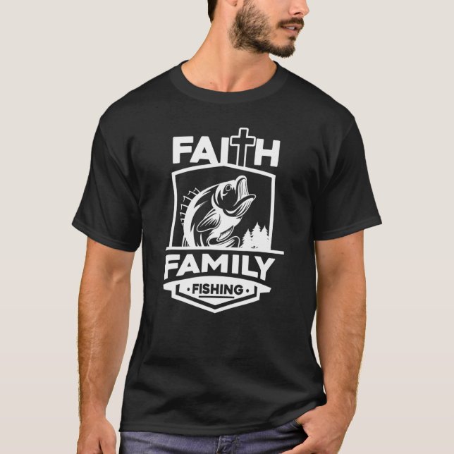 Mens Faith Family Angeln Religiöse Christliche Fis T-Shirt (Vorderseite)