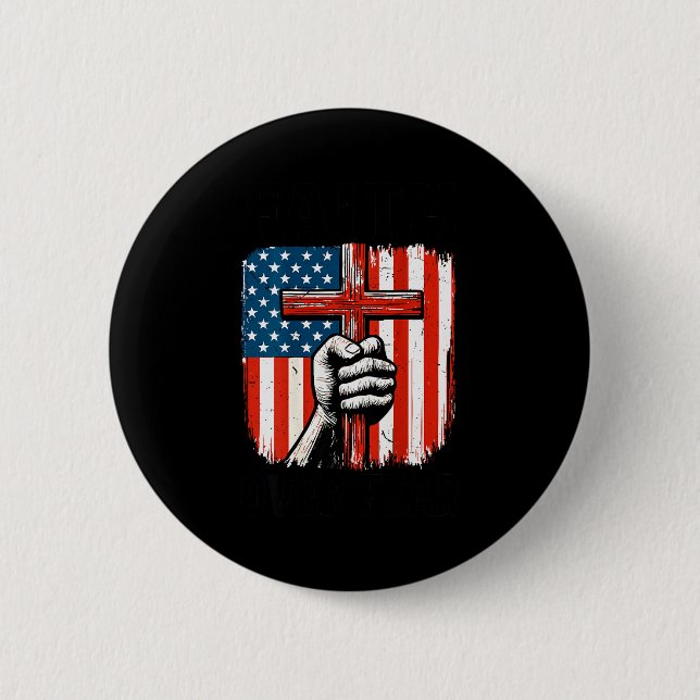 Mens Faith Over Fear Christian Patriotic American  Button (Vorderseite)