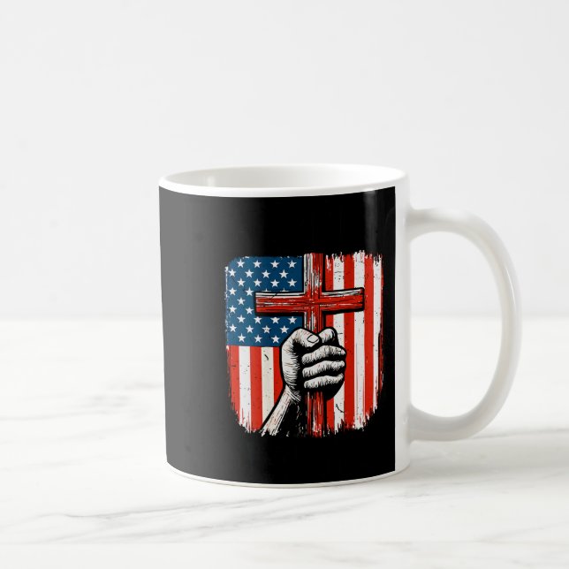 Mens Faith Over Fear Christian Patriotic American  Kaffeetasse (Rechts)