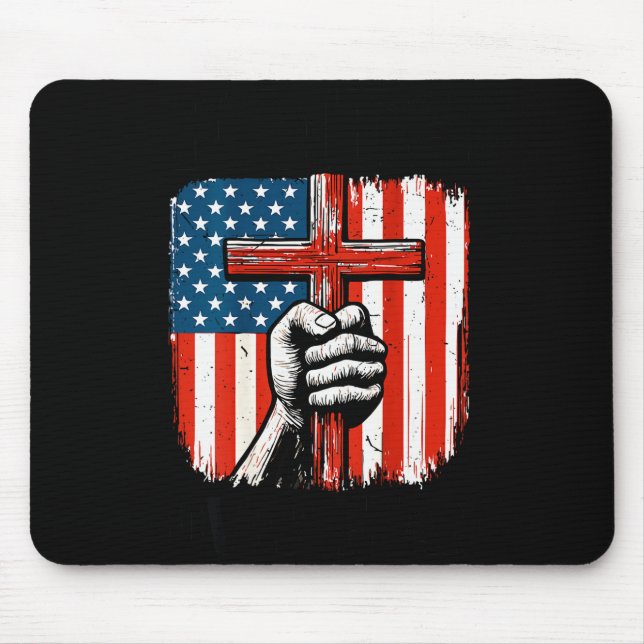 Mens Faith Over Fear Christian Patriotic American  Mousepad (Vorne)