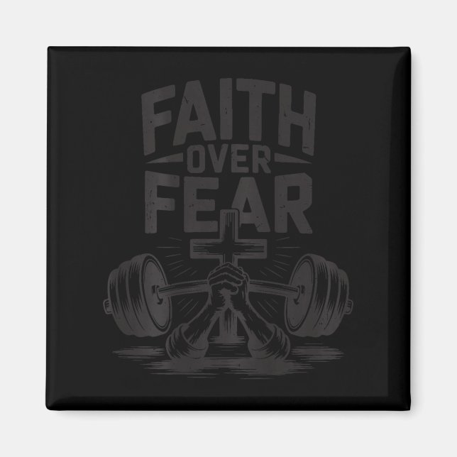 Men's Faith Over Fear Christian Workout Gym Jesus  Magnet (Vorne)