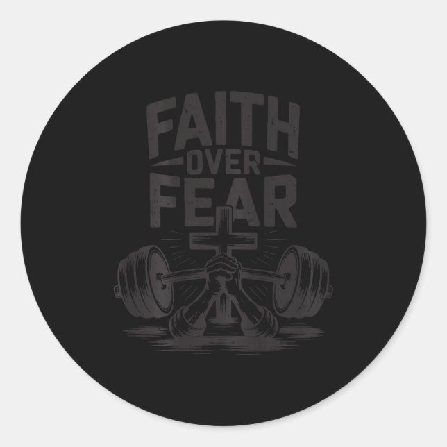 Men's Faith Over Fear Christian Workout Gym Jesus  Runder Aufkleber (Vorderseite)