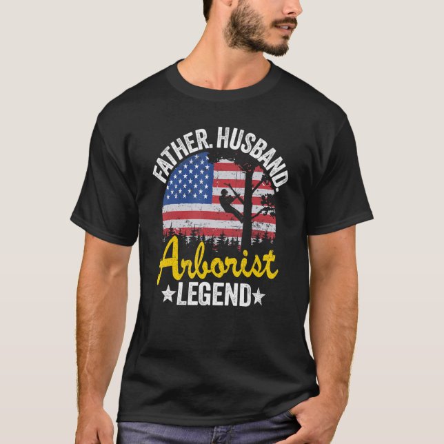 Mens Father Husband Arborist Legend Us American Fl T-Shirt (Vorderseite)