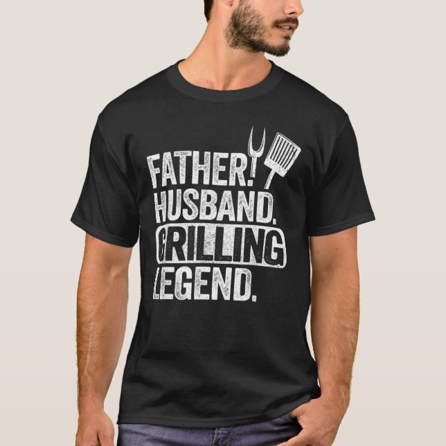 Mens Father Husband Grilling Legend Grillvater Sm T-Shirt (Vorderseite)
