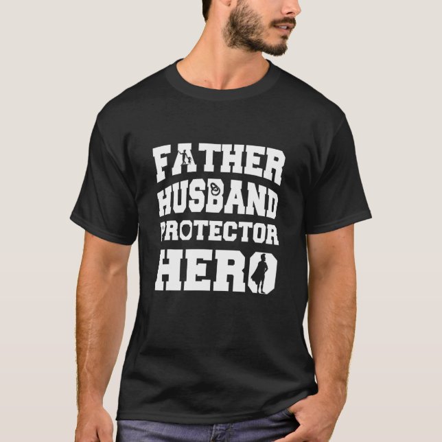 Mens Father Husband Protector Hero T-Shirt (Vorderseite)