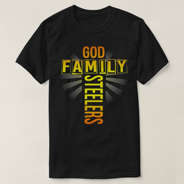 Mens Father's Day Gift God Family Steeler Cross Ch T-Shirt (Design vorne)