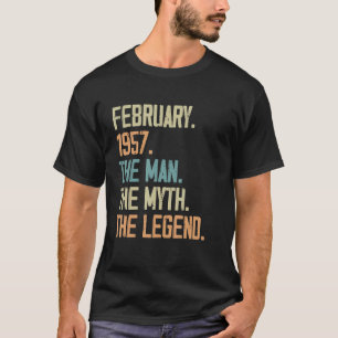 Mens February 1957 Man Myth Legend Geburtstag 66 Y T-Shirt