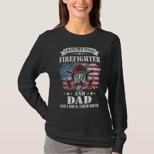 Mens Firefighter American Flag Vater Papa Fat T-Shirt