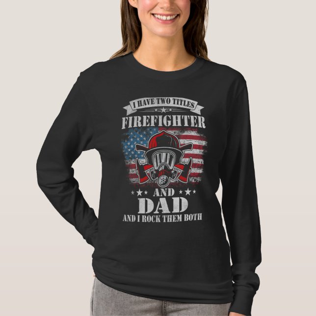 Mens Firefighter American Flag Vater Papa Fat T-Shirt (Vorderseite)
