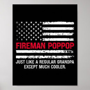Mens Fireman Pop Pop Usa Flag Stolzes Feuerwehrman Poster