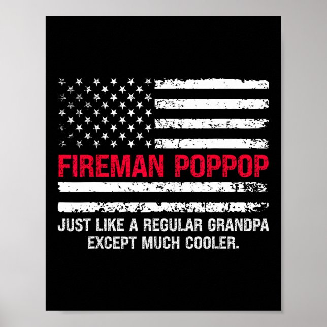 Mens Fireman Pop Pop Usa Flag Stolzes Feuerwehrman Poster (Vorne)