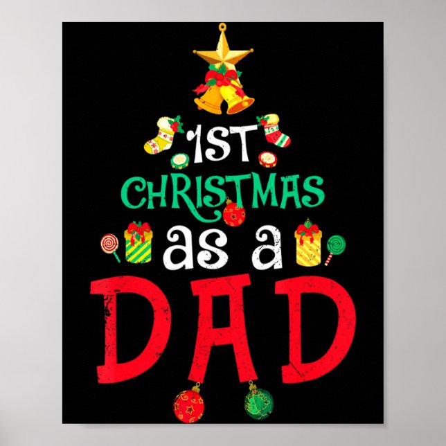 Mens First Christmas As A Dad Xmas New Daddy Anno  Poster (Vorne)