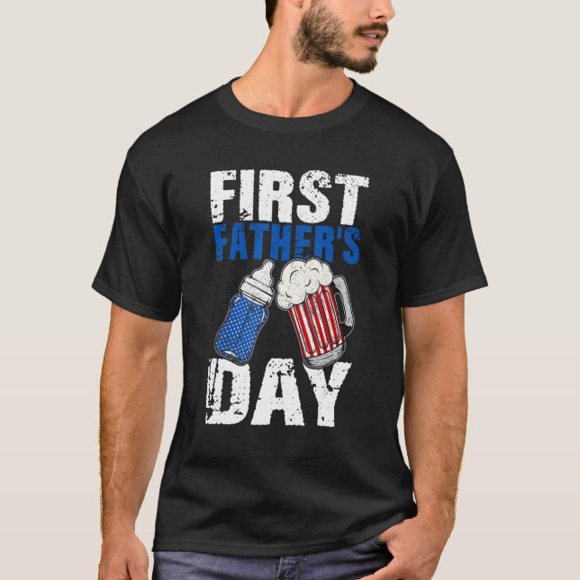Mens First Father s Day  Beer Baby Bottle Daddy Da T-Shirt (Vorderseite)