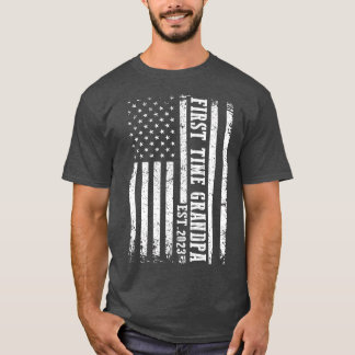 Mens First Time Opa Est 2023 Vintag Väter D T-Shirt