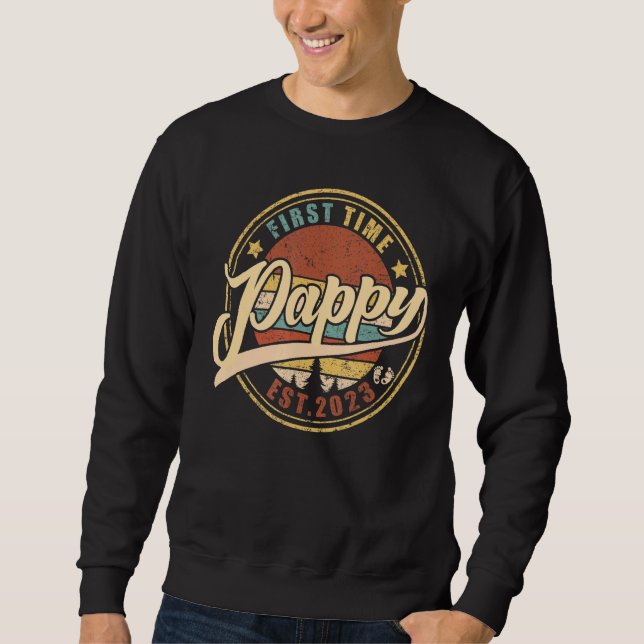 Mens First time Pappy 2023 für zum Vater befördert Sweatshirt (Vorderseite)