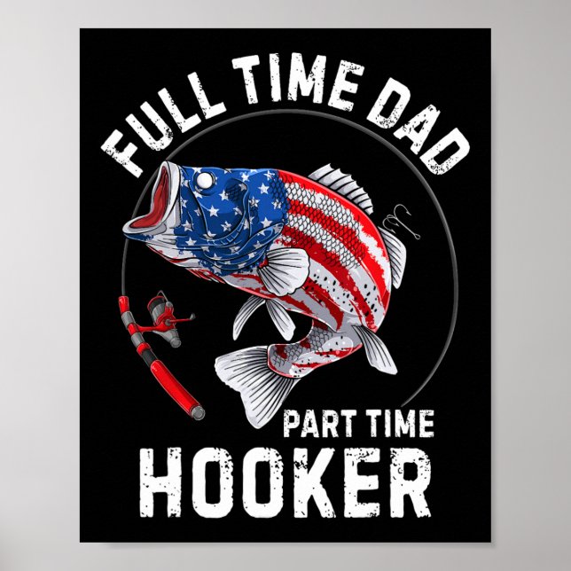 Mens Fischen amerikanische Flagge Vintag Vollzeit  Poster (Vorne)