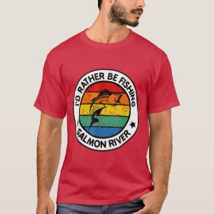 Mens Fischen Lachs Fluss Idaho Chinook Coho Steel T-Shirt