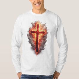Men's Flaming Christian Cross Long Sleeve Tee