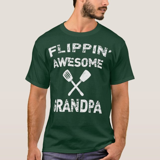 Mens Flippin Awesome Grandpa Fun Cooking BBQ T-Shirt (Vorderseite)