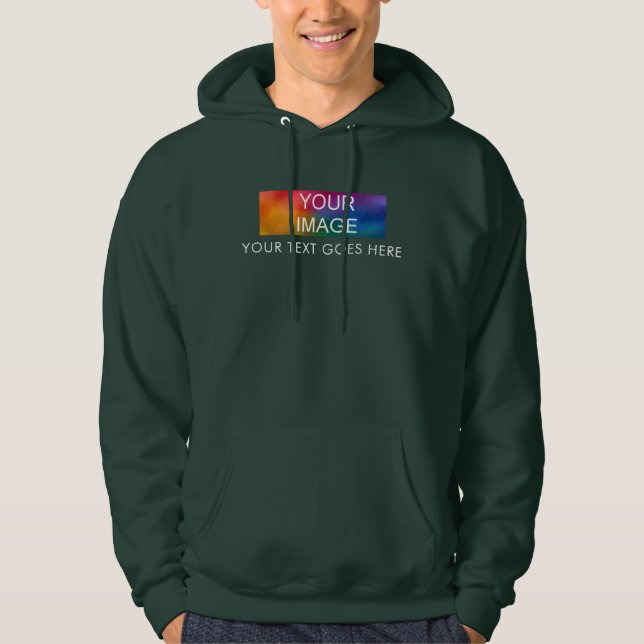 Mens Forest Green Hoodie Fügen Sie Ihren Text für  (Vorderseite)
