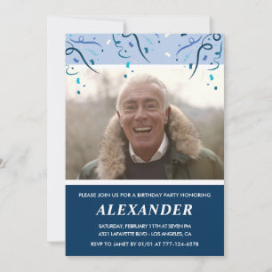 Mens Foto Navy Blue 78. Einladung