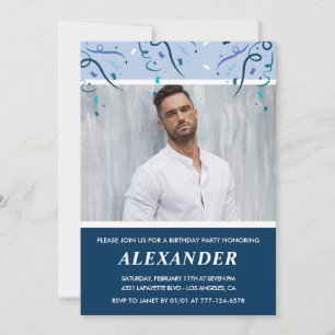 Mens Foto Navy Blue Einladungen zum 54. Geburtstag