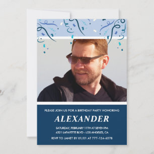 Mens Foto Navy Blue Einladungen zum 68. Geburtstag