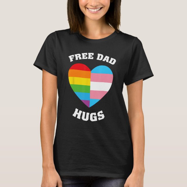 Mens FREE DAD HUGS Rainbow LGBT Flag Gay Pride T-Shirt (Vorderseite)