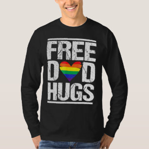 Mens Free Vater Hugs Lgbt Pride Rainbow Heart Step T-Shirt