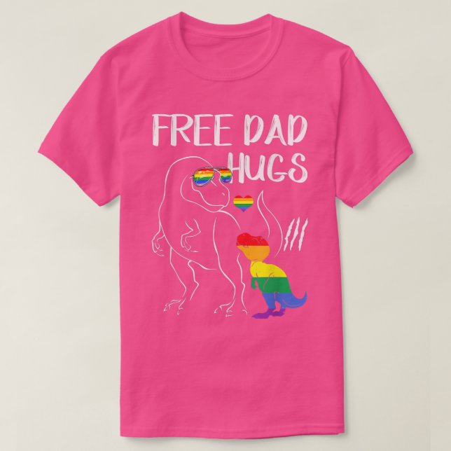 Mens Free Vater Hugs LGBT Pride Vater Dinosaur T R T-Shirt (Design vorne)