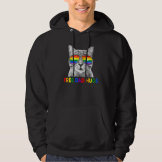 Mens Free Vater Hugs Purride Proud Ally Cat Rainbo Hoodie