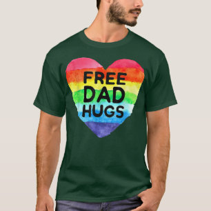 Mens Free Vater Hugs Rainbow Heart Flag Gay LGBT P T-Shirt